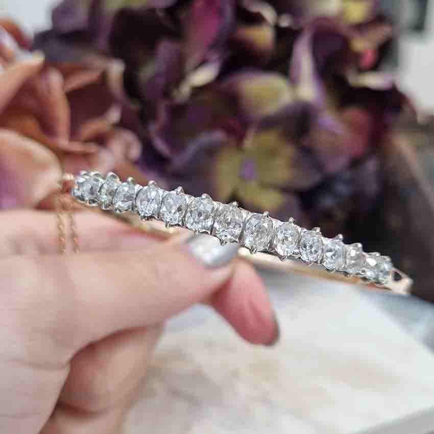 Antique French 5ct Diamond Bangle Bracelet