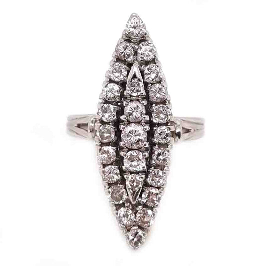 Vintage 1940s Diamond Marquise Cluster Navette Ring