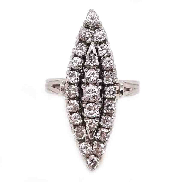 Vintage 1940s Diamond Marquise Cluster Navette Ring