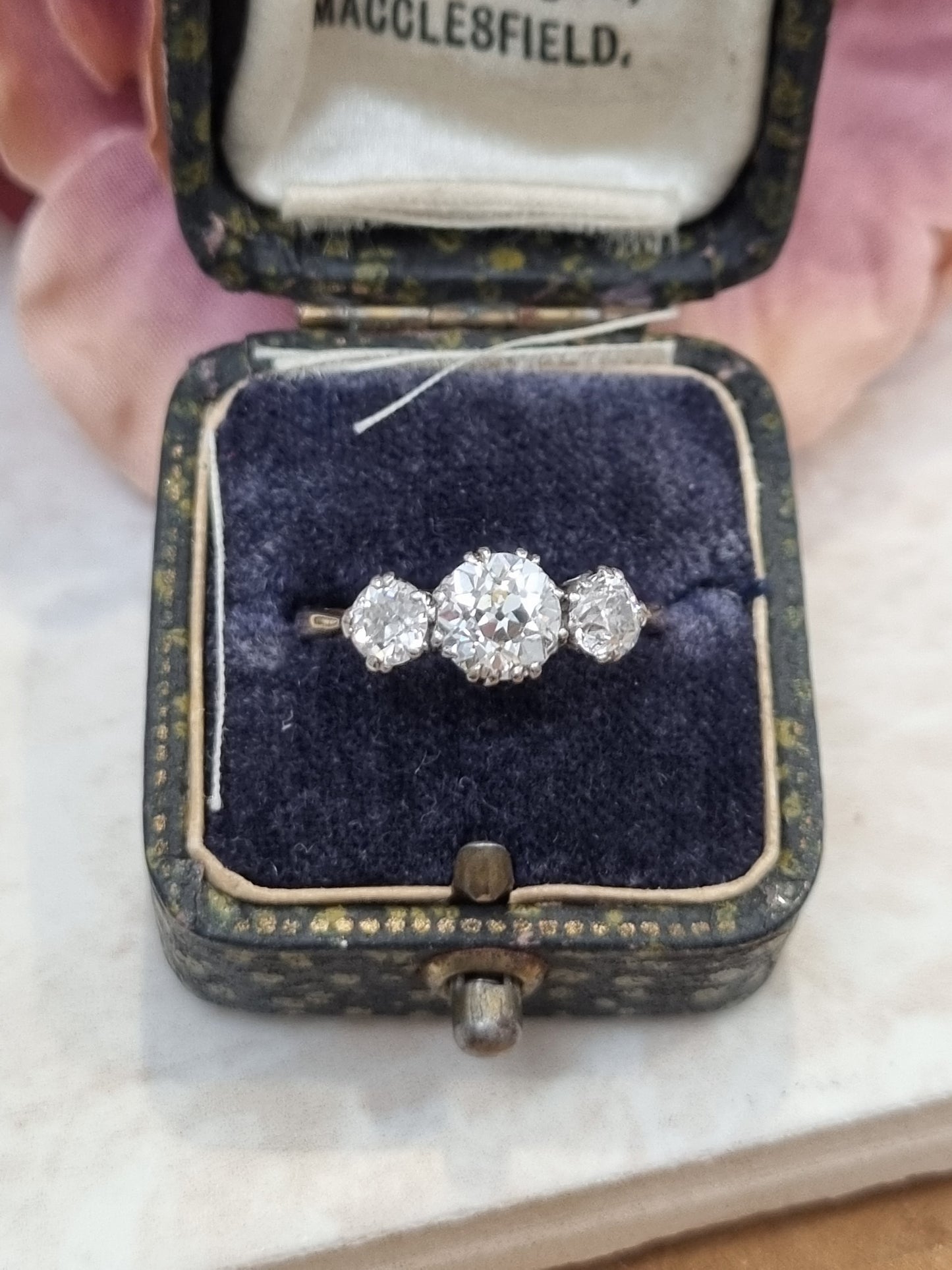 Vintage Art Deco Diamond Three Stone Engagement Ring, 2cts