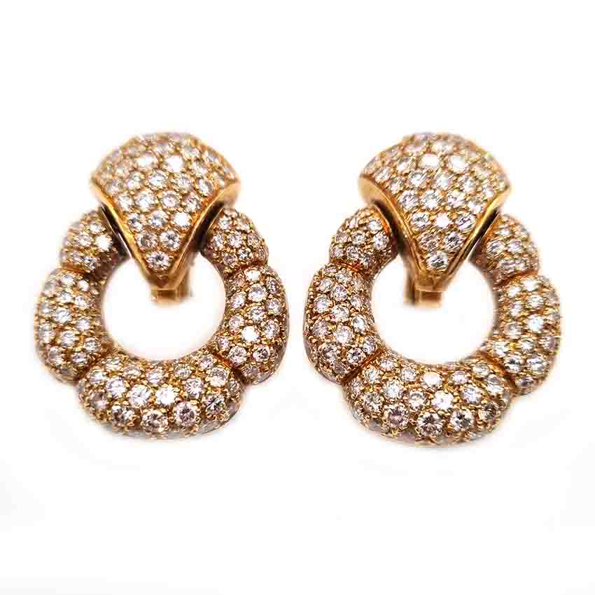 Diamond Set 18ct Yellow Gold Drop Statement Earrings