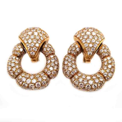 Diamond Set 18ct Yellow Gold Drop Statement Earrings