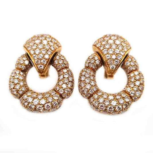 Diamond Set 18ct Yellow Gold Drop Statement Earrings