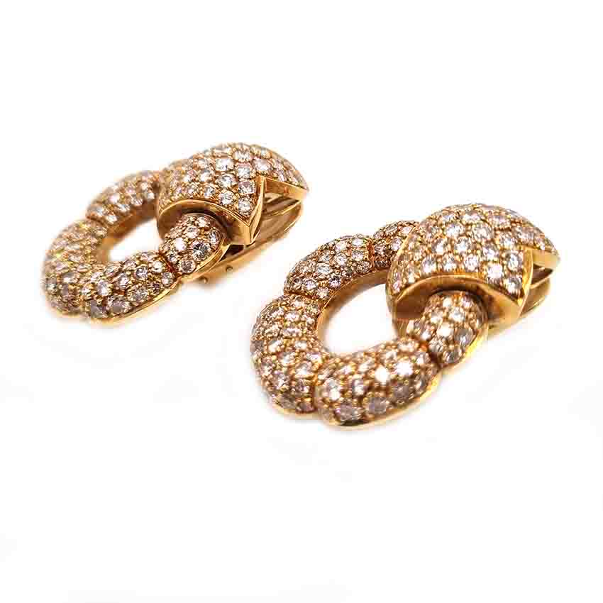 Diamond Set 18ct Yellow Gold Drop Statement Earrings
