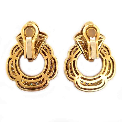 Diamond Set 18ct Yellow Gold Drop Statement Earrings