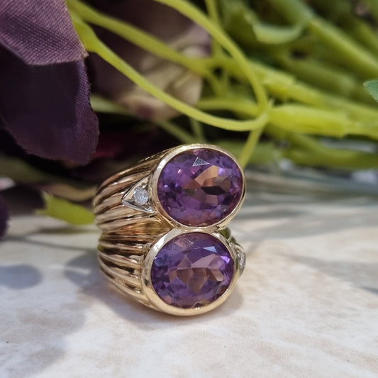 Vintage Amethyst Two Stone Dress Ring