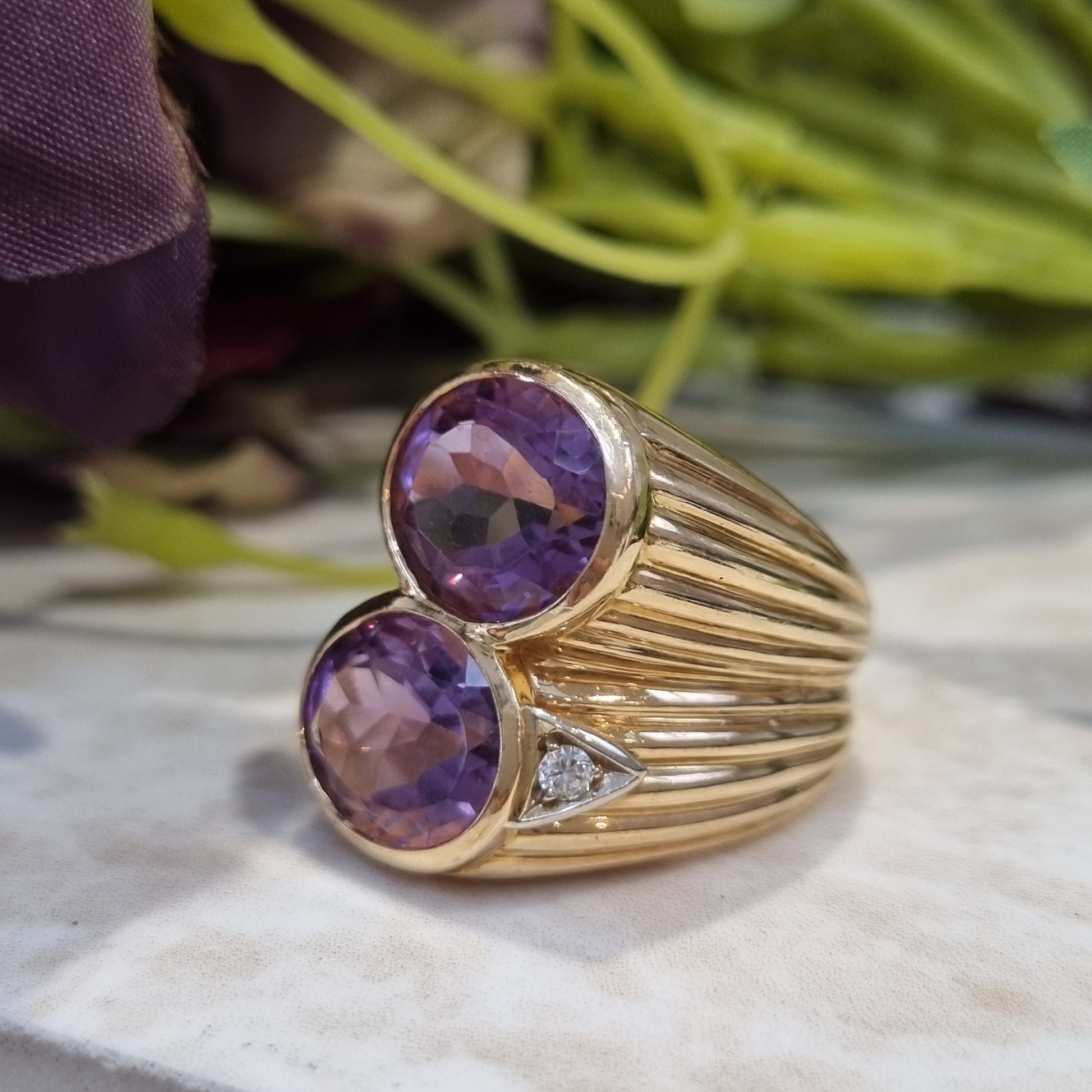 Vintage Amethyst Two Stone Dress Ring