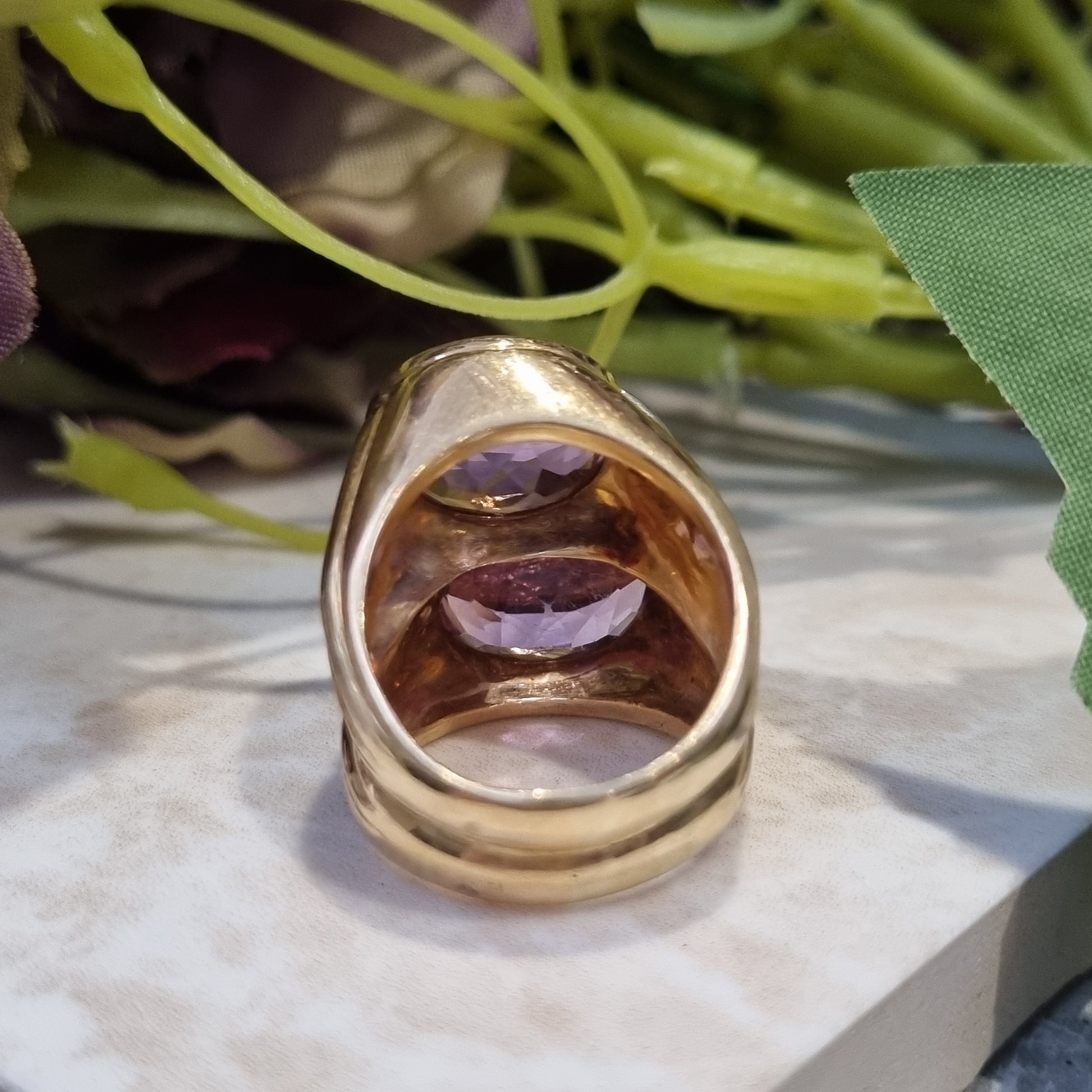 Vintage Amethyst Two Stone Dress Ring