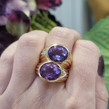 Vintage Amethyst Two Stone Dress Ring