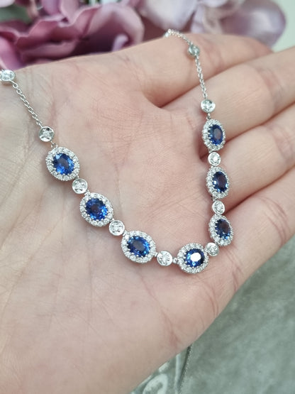 18Ct. White Gold Sapphire and Diamond Necklace 3.03cts