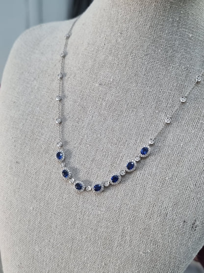 18Ct. White Gold Sapphire and Diamond Necklace 3.03cts