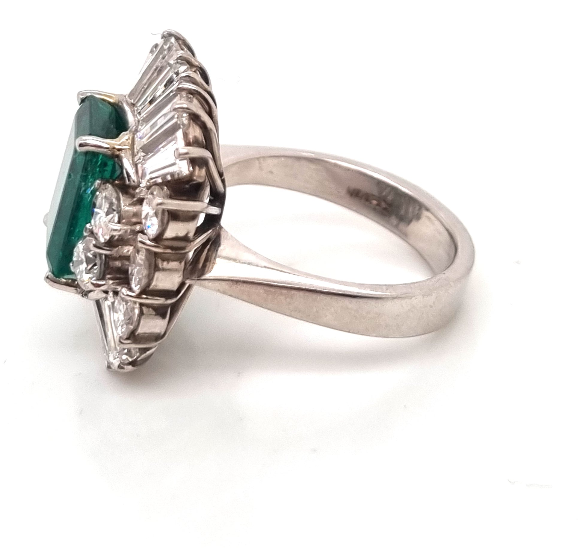 Vintage Colombian Emerald and Diamond Cluster Ring