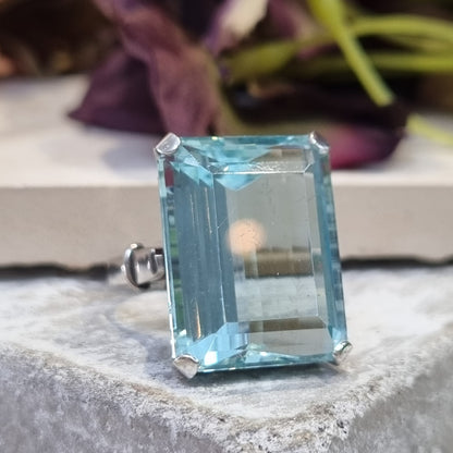 Art Deco 23cts Aquamarine Cocktail Ring in Platinum