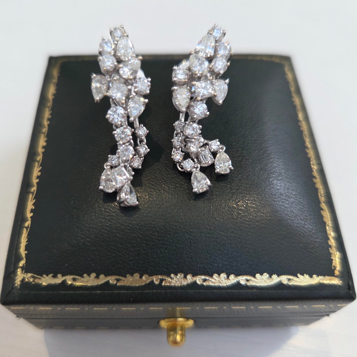 Vintage Diamond Spray Drop Earrings
