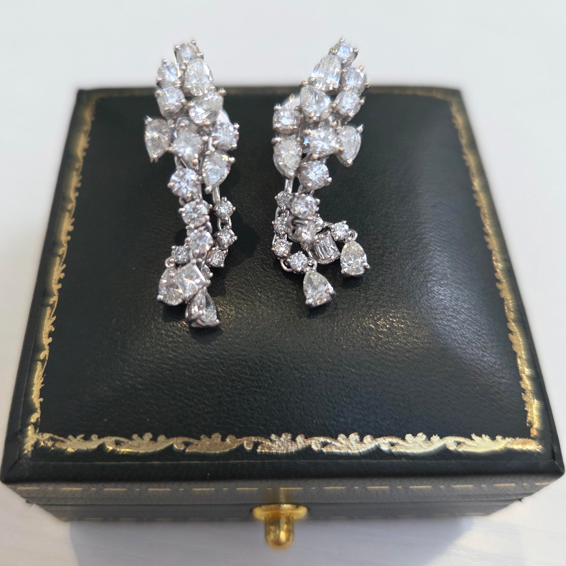 Vintage Diamond Spray Drop Earrings