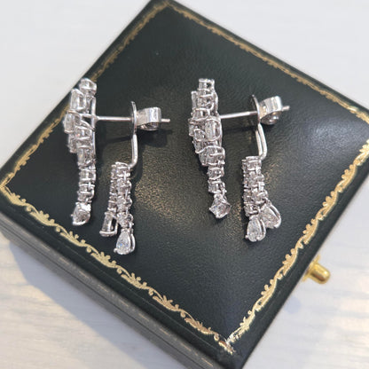 Vintage Diamond Spray Drop Earrings