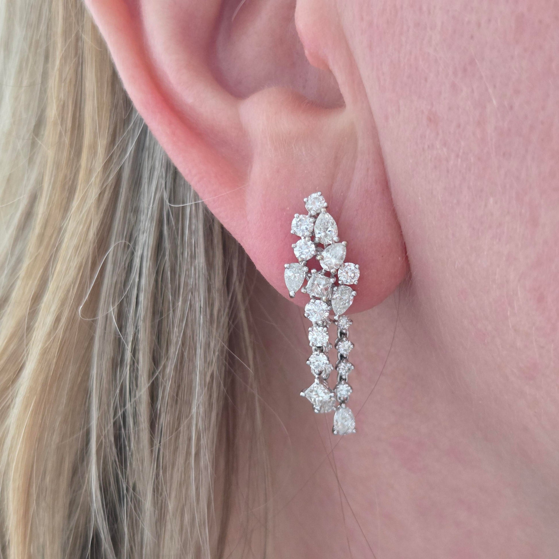 Vintage Diamond Spray Drop Earrings