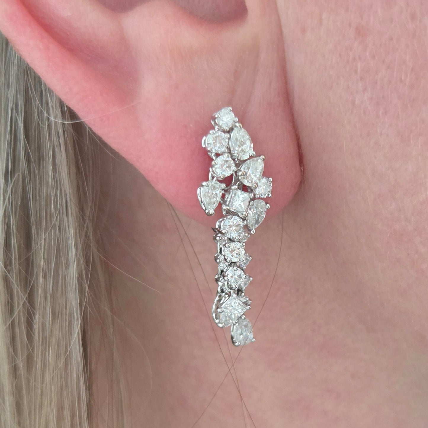 Vintage Diamond Spray Drop Earrings