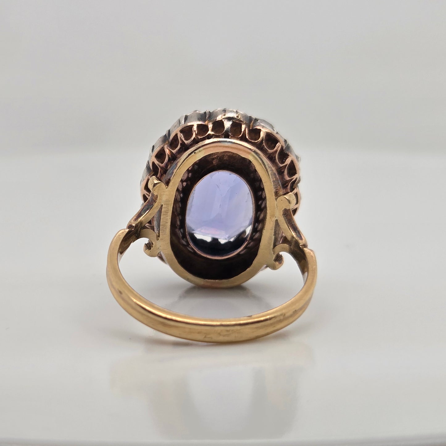 Antique Victorian Cornflower Sapphire and Diamond Cluster Ring