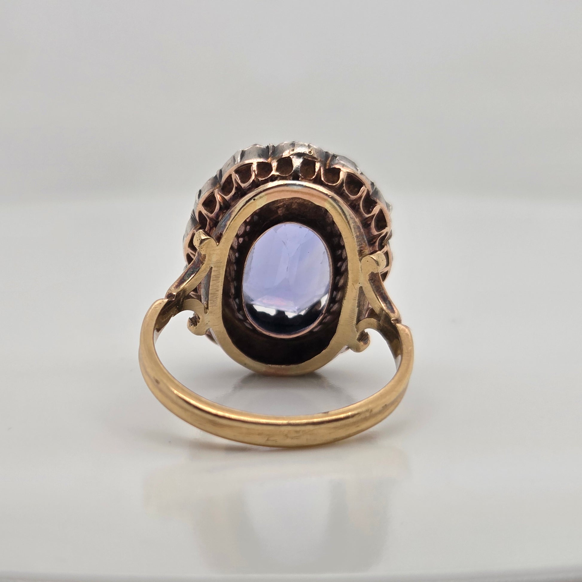 Antique Victorian Cornflower Sapphire and Diamond Cluster Ring