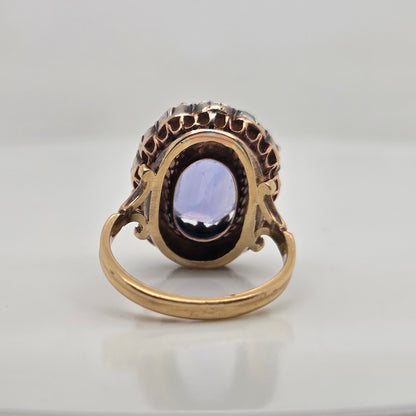 Antique Victorian Cornflower Sapphire and Diamond Cluster Ring