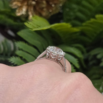 Antique 3.10ct Old European Cut Diamond Solitaire Engagement Ring in Platinum