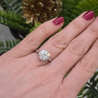 Antique 3.10ct Old European Cut Diamond Solitaire Engagement Ring in Platinum