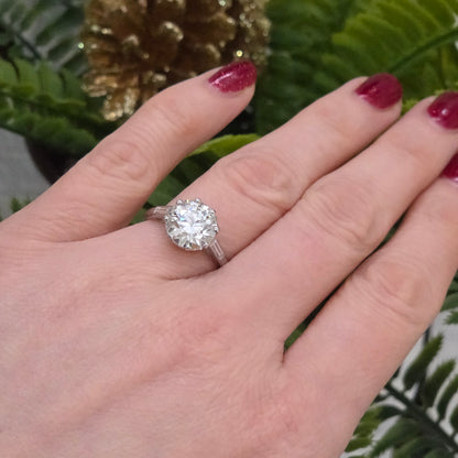 Antique 3.10ct Old European Cut Diamond Solitaire Engagement Ring in Platinum