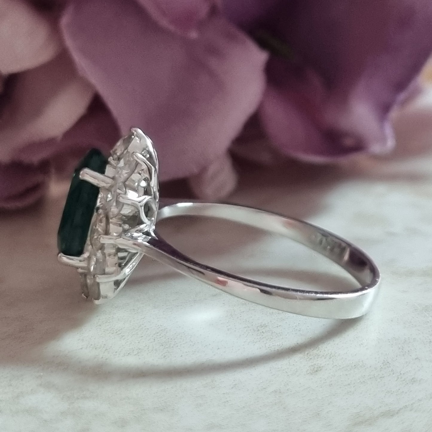 2.16ct Oval Emerald and Diamond Cluster Ring