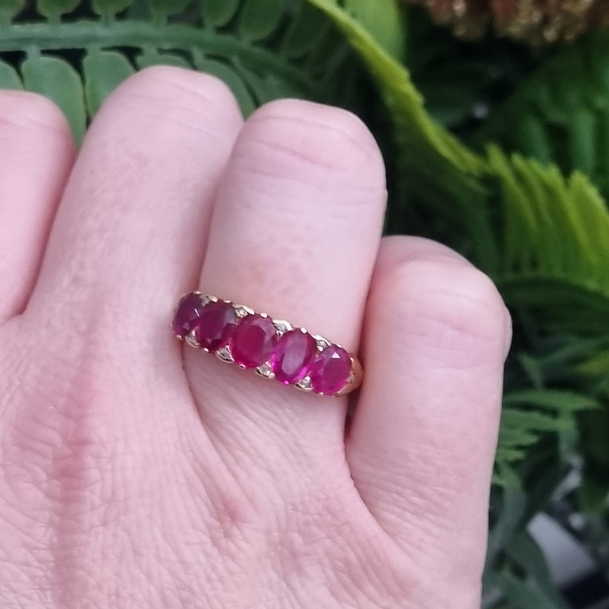 Antique 3.50ct Burma Ruby Five Stone Ring