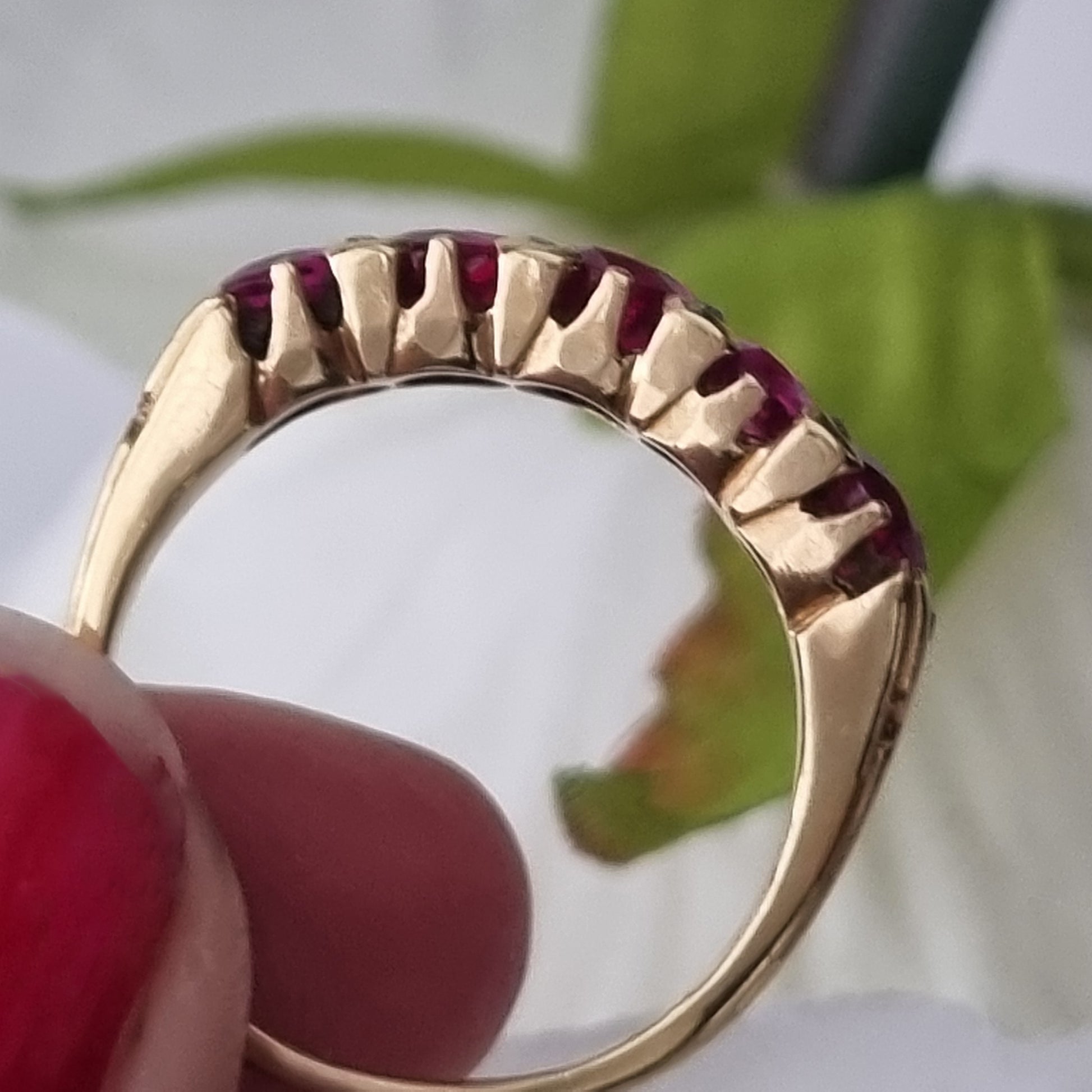 Antique 3.50ct Burma Ruby Five Stone Ring