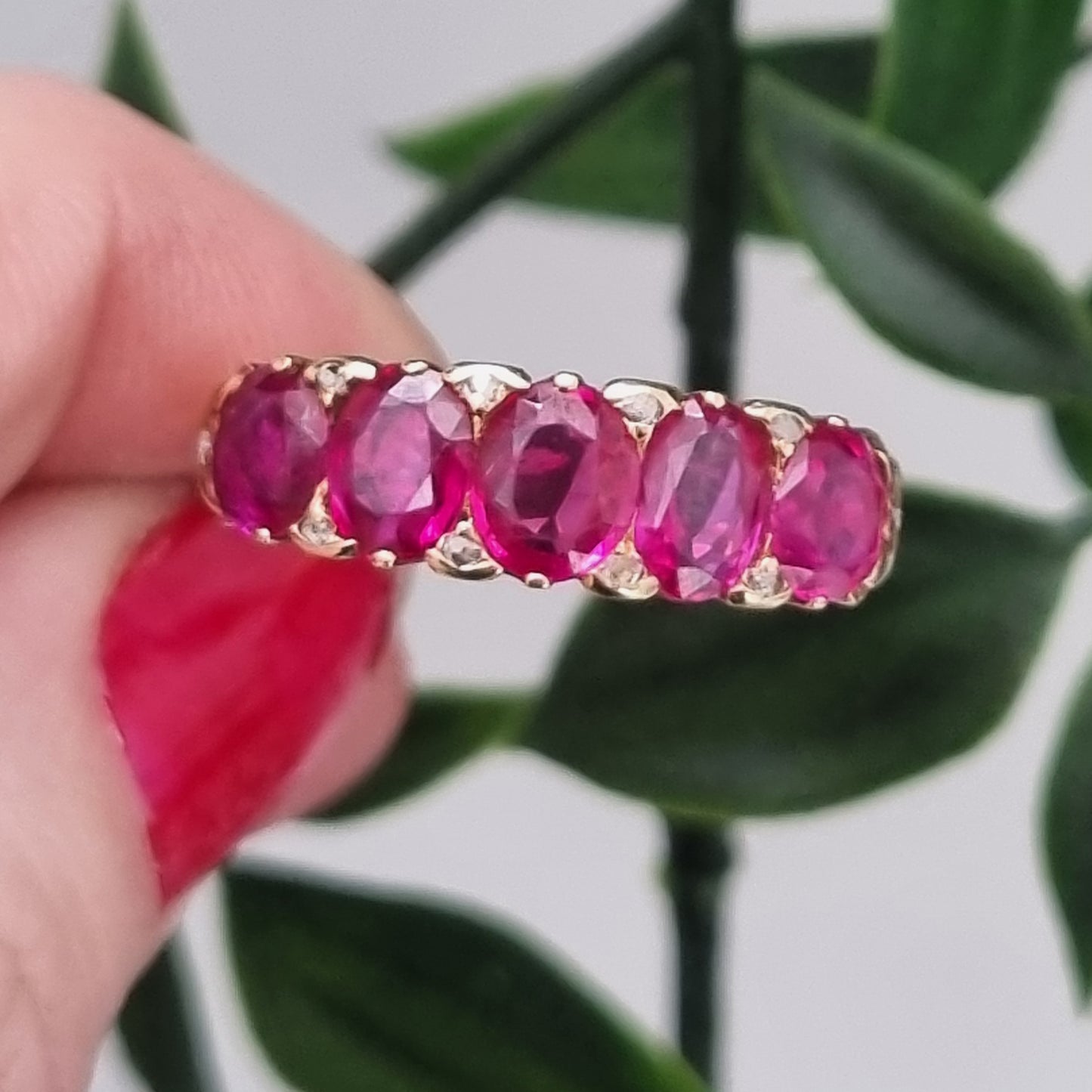 Antique 3.50ct Burma Ruby Five Stone Ring