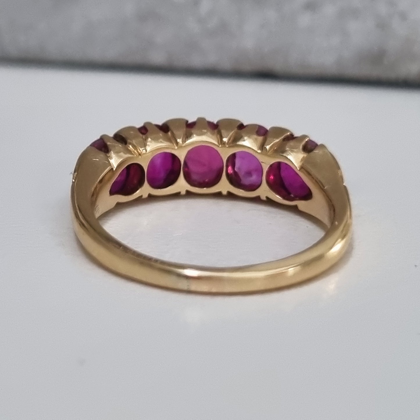 Antique 3.50ct Burma Ruby Five Stone Ring