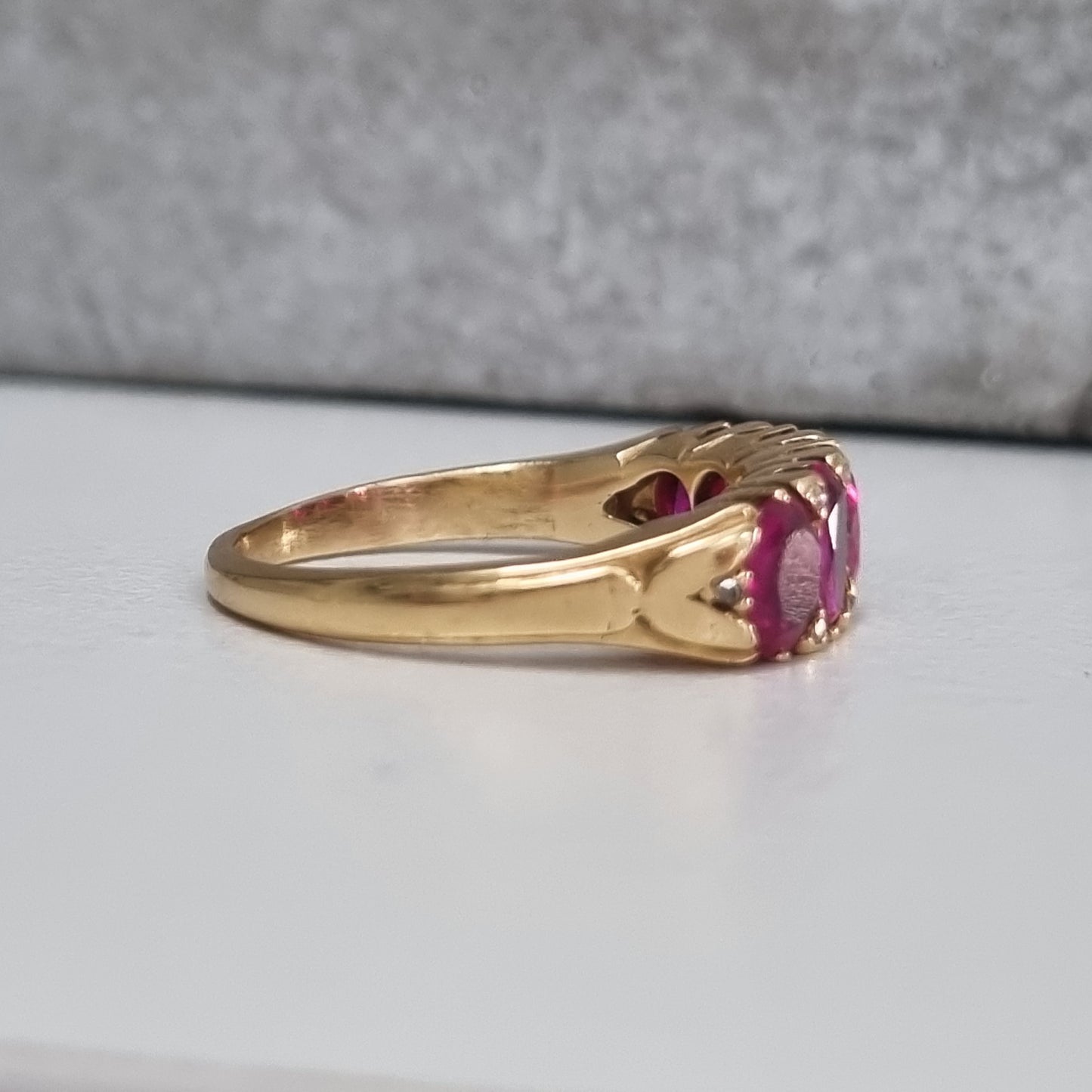 Antique 3.50ct Burma Ruby Five Stone Ring