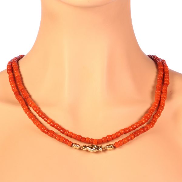 Antique Victorian Coral Necklace with Gold Clasp