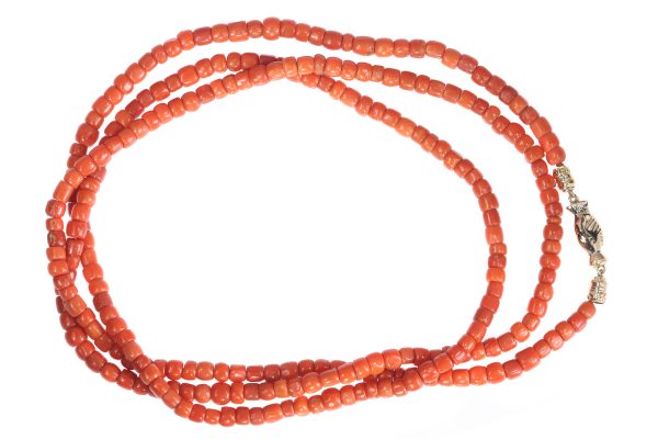 Antique Victorian Coral Necklace with Gold Clasp
