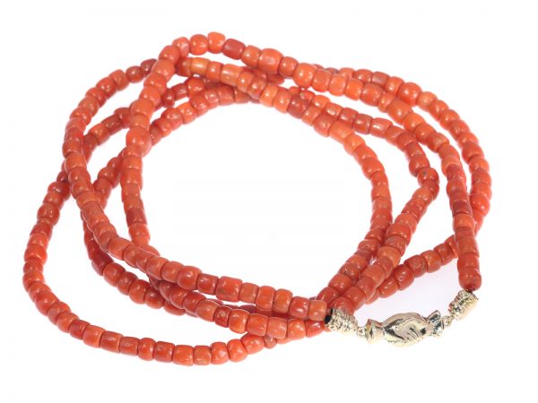 Antique Victorian Coral Necklace with Gold Clasp
