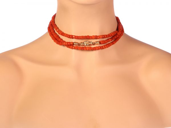 Antique Victorian Coral Necklace with Gold Clasp