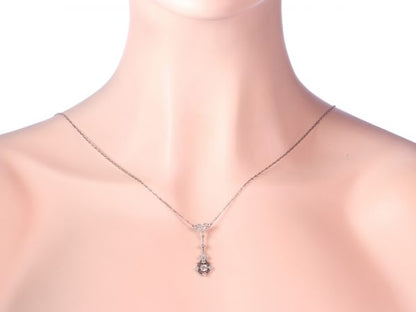 Art Deco Belle Epoque platinum diamond pendant on necklace
