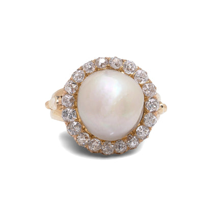 Edwardian 18 Carat Gold Natural Pearl And Diamond Cluster Ring, Circa 1910