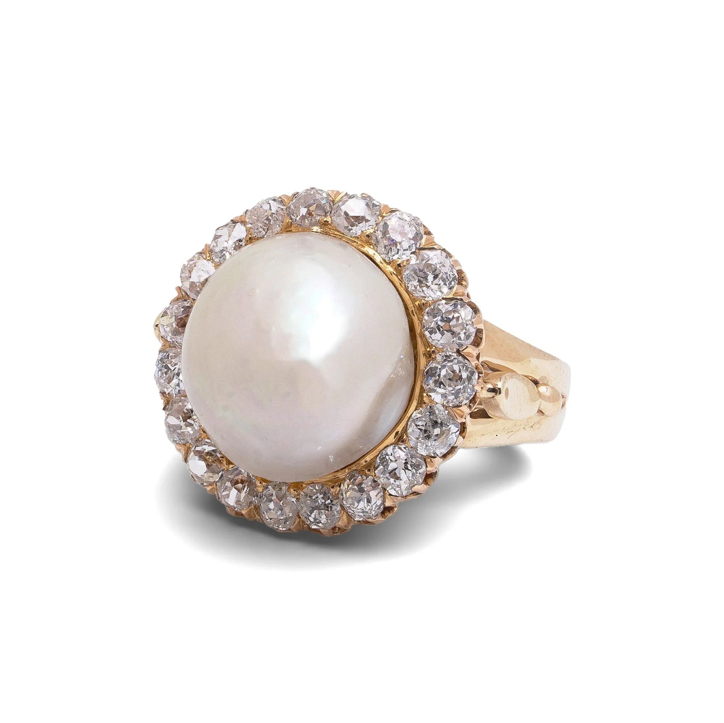 Edwardian 18 Carat Gold Natural Pearl And Diamond Cluster Ring, Circa 1910