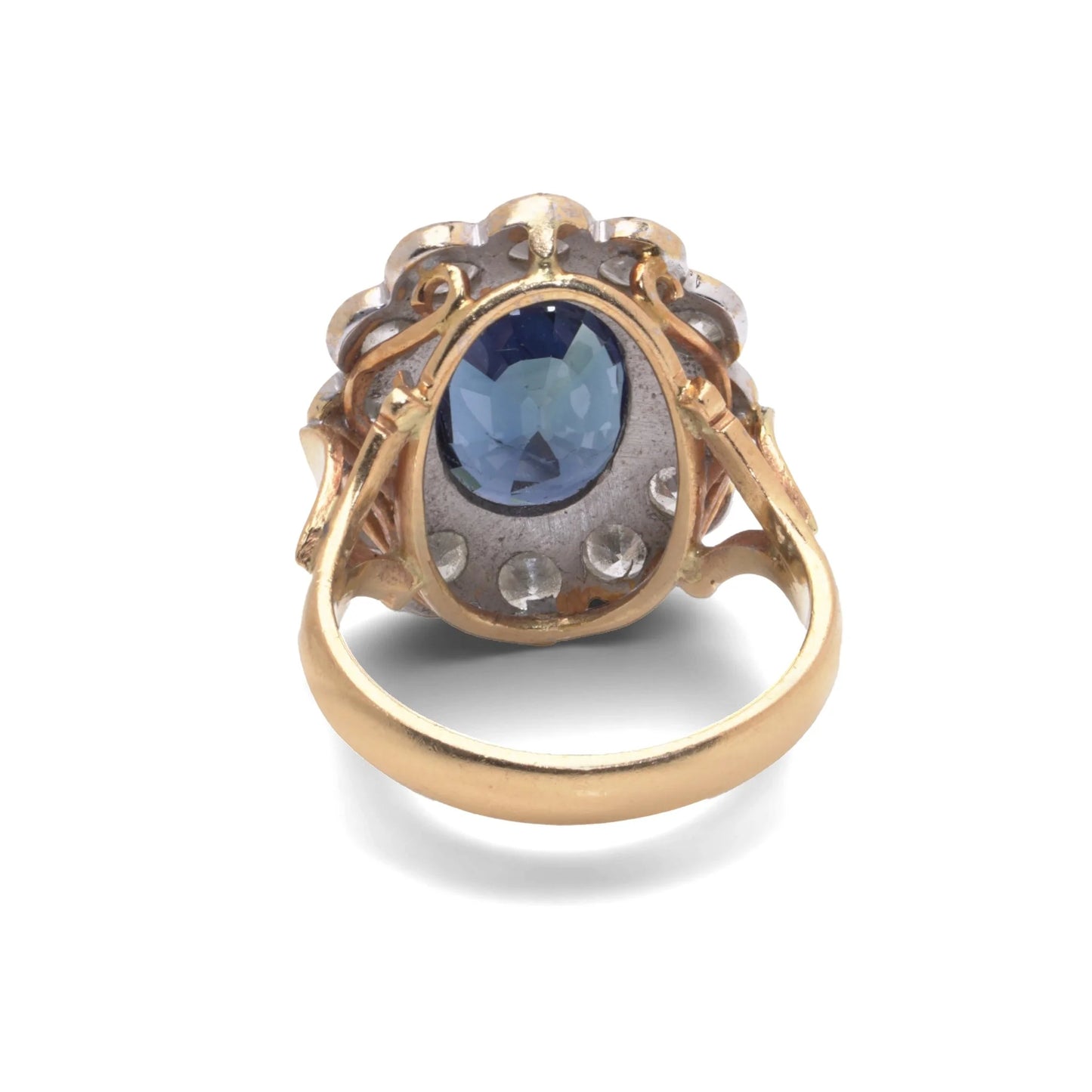 18 Carat Gold Natural Sapphire And Diamond Cluster Ring