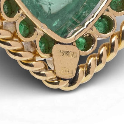 F. Moroni 18 Carat Gold Green Tourmaline And Emerald Pendant, 1970's
