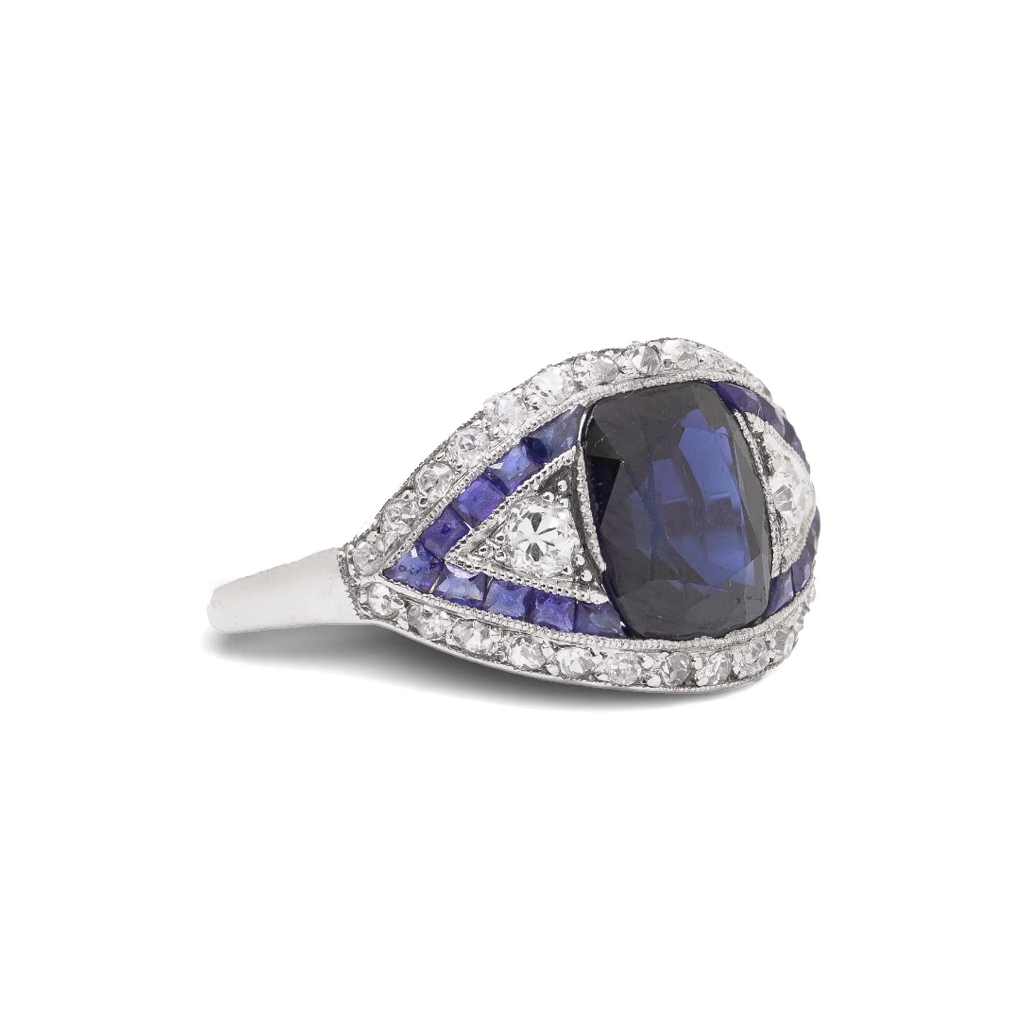 Art Deco Platinum Ceylon Sapphire And Diamond Engagement Ring