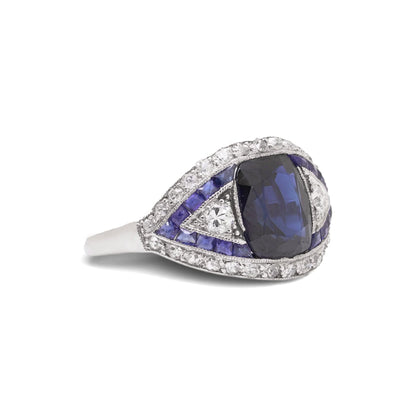 Art Deco Platinum Ceylon Sapphire And Diamond Engagement Ring