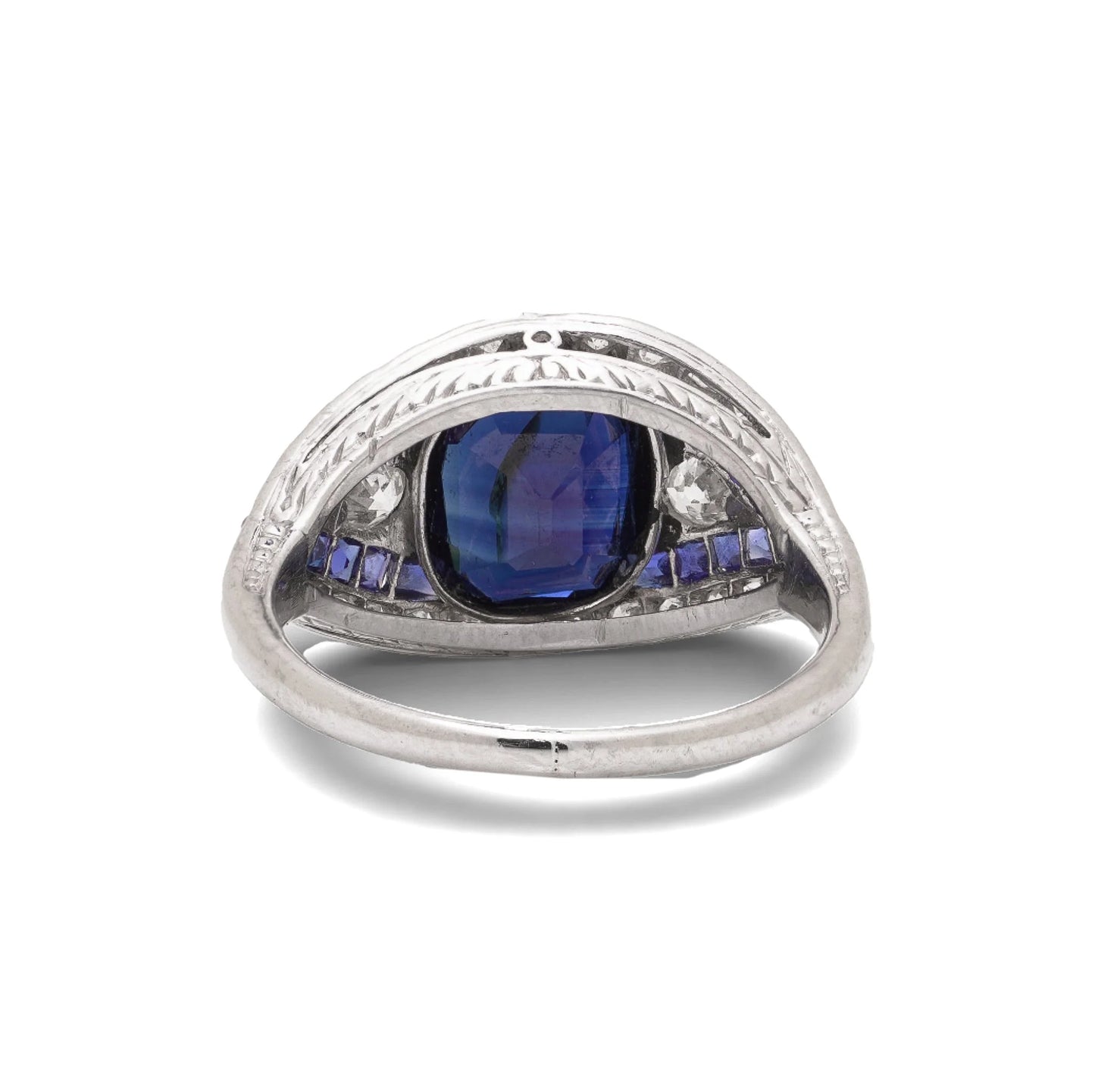 Art Deco Platinum Ceylon Sapphire And Diamond Engagement Ring