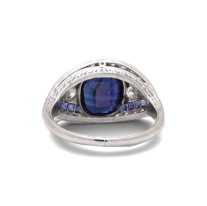Art Deco Platinum Ceylon Sapphire And Diamond Engagement Ring
