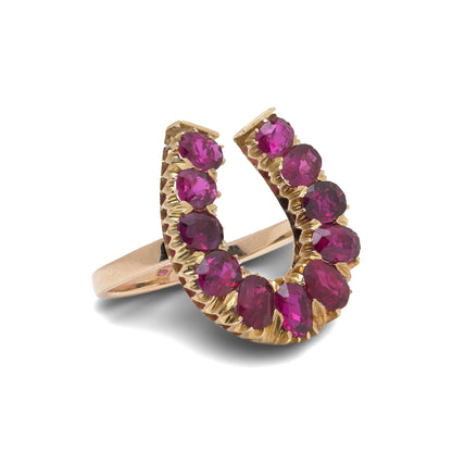 18 Carat Gold Horseshoe Ruby Ring