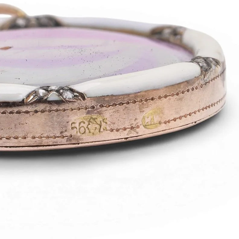 19th Century Russian 14 Carat Gold Enamel And Diamond Locket