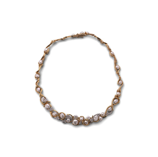 Julia Plana 18 Carat Gold Diamond And South Sea Pearl Necklace